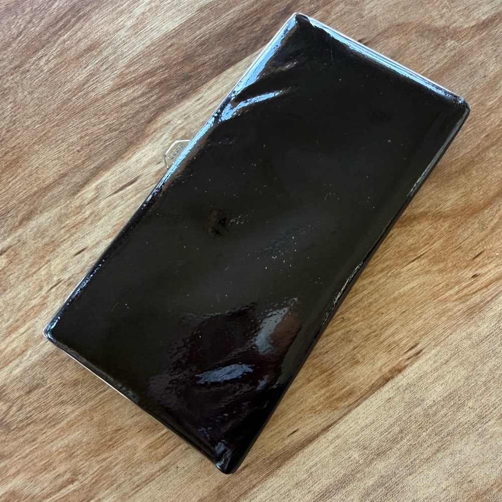 Lodis Black Patent Leather Long Wallet